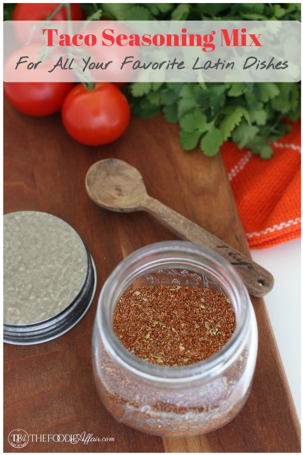 This is a perfect Homemade Taco Seasoning Mix Recipe you can make with spices you already have in your pantry! You’ll never buy a pre-packaged taco mix again. #DIY #spice #taco #seasoning #Mexican #thefoodieaffair