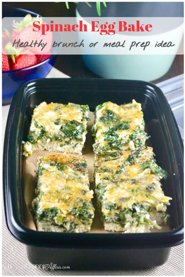 This delicious spinach egg bake with cheese makes a tasty brunch entree or slice up and enjoy all week long! #eggs #casserole #spinach #healthy #lowcarb #ketorecipe
