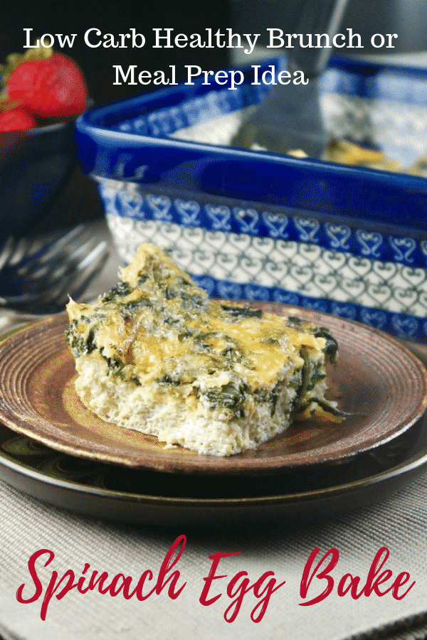 This delicious spinach egg bake with cheese makes a tasty brunch entree or slice up and enjoy all week long! #eggs #casserole #spinach #healthy #lowcarb #ketorecipe