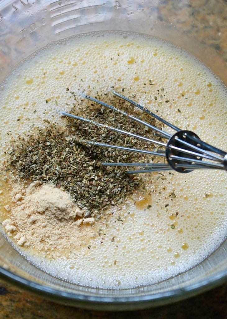 Egg whites and spices for healthy egg casserole