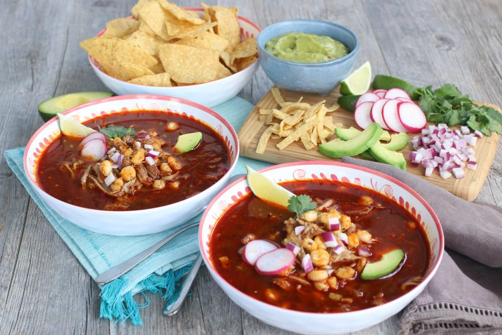 Two bowls of a Instant Pot Pozole Soup recipe.