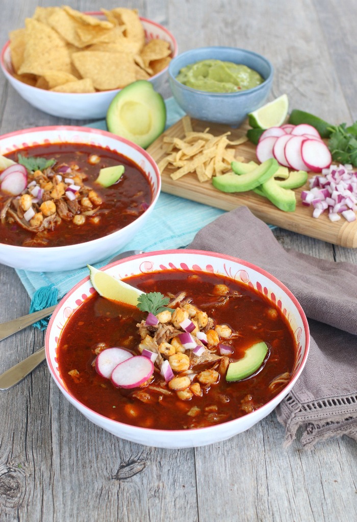 Spicy and flavorful Instant Pot Pozole Soup.