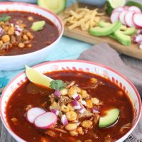 Delicious Mexican soup with hominy Pozole Soup.