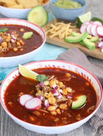 Delicious Mexican soup with hominy Pozole Soup.