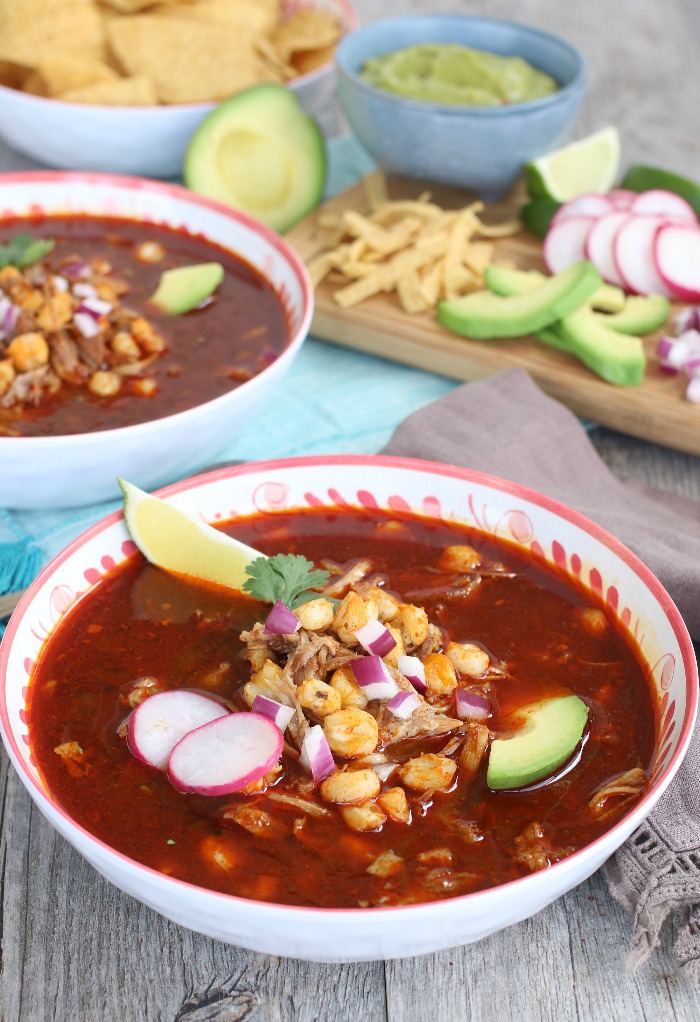 Delicious Mexican soup with hominy Pozole Soup.