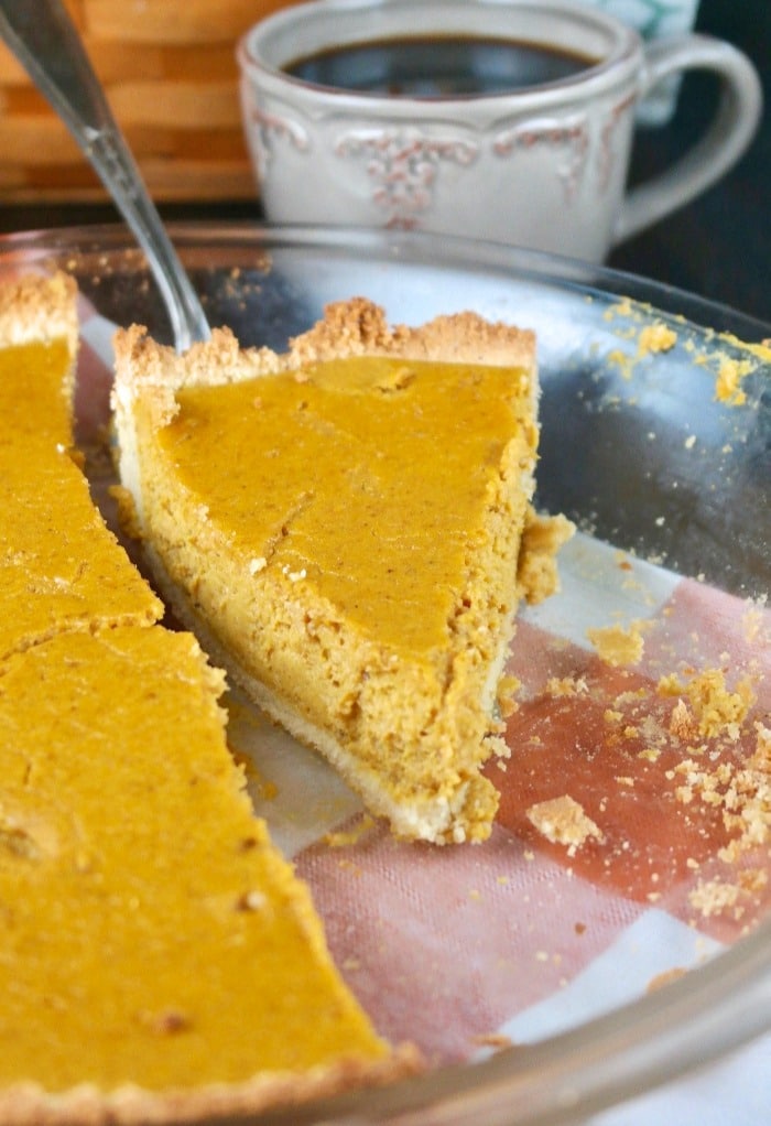 a slice of sugar free pumpkin pie 