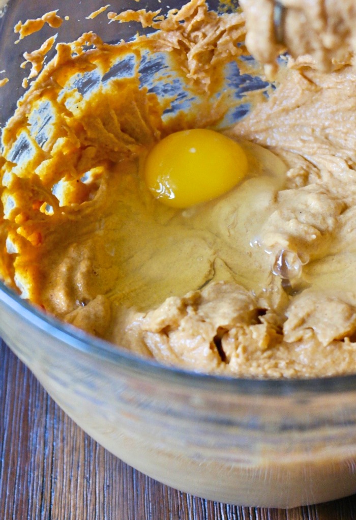 Eggs in batter for homemade pie