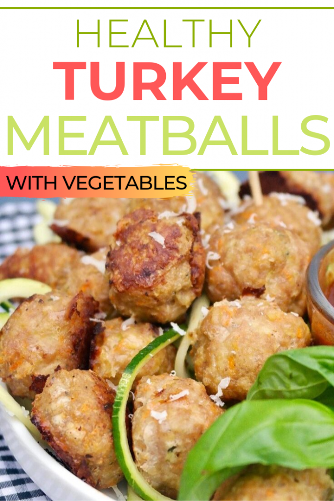 Healthy turkey meatballs made with shredded zucchini and carrots.  This turkey meatball recipe is simple to make and can be served over pasta, zoodles or enjoy as an appetizer with your favorite sauce. #meatballs #turkey #healthy #appetizer #maindish #thefoodieaffair