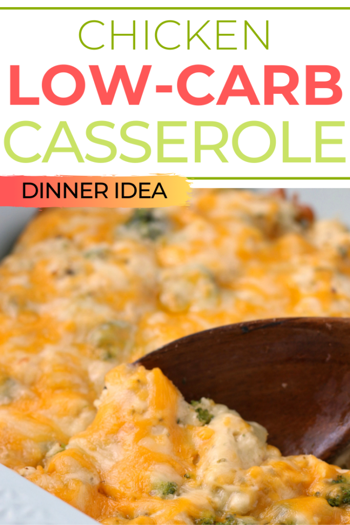 Comfort food at its finest is found in this delicious low carb chicken casserole recipe!  This is definitely a throwback to classic potluck casseroles with chicken, broccoli, and tons of gooey cheese. #lowcarbrecie #keto #chicken #casserole #dinneridea