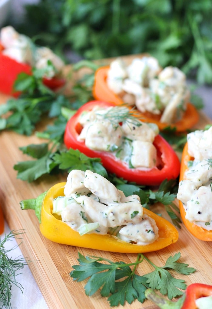 Peppers stuffed with chicken salad