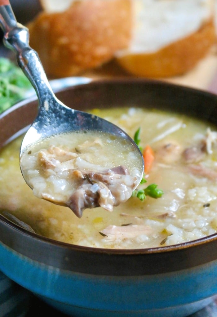 spoonful of homemade turkey soup