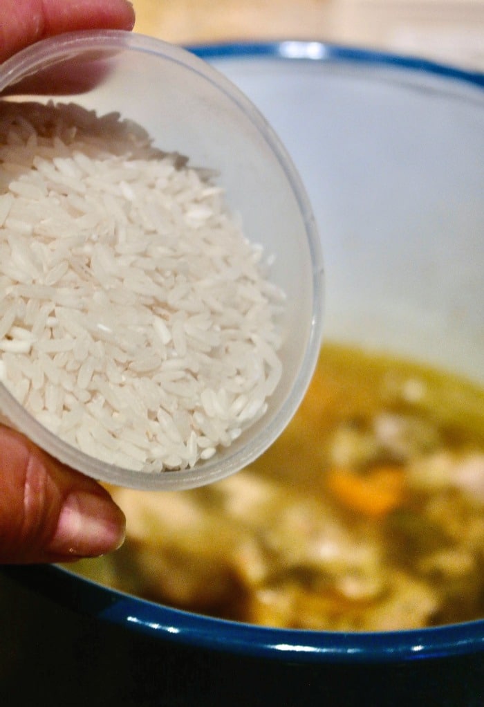 Adding rice to turkey soup recipe