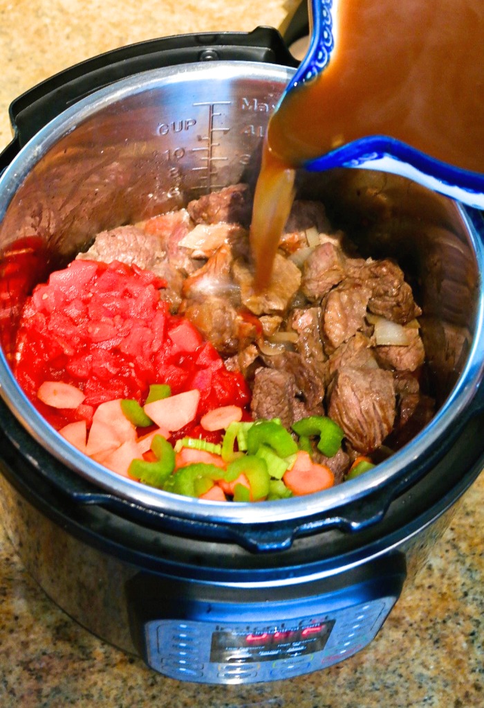 Mixing all the ingredients in the Instant Pot before cooking