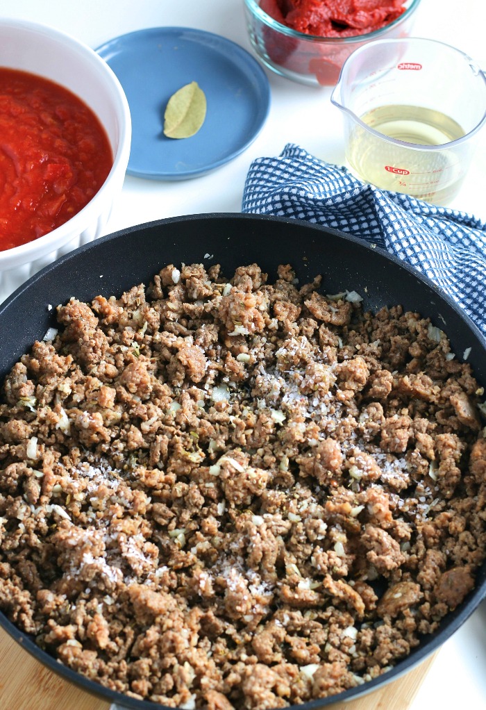 Seasoning the meat is essential for a flavorful meat with sauce recipe. 