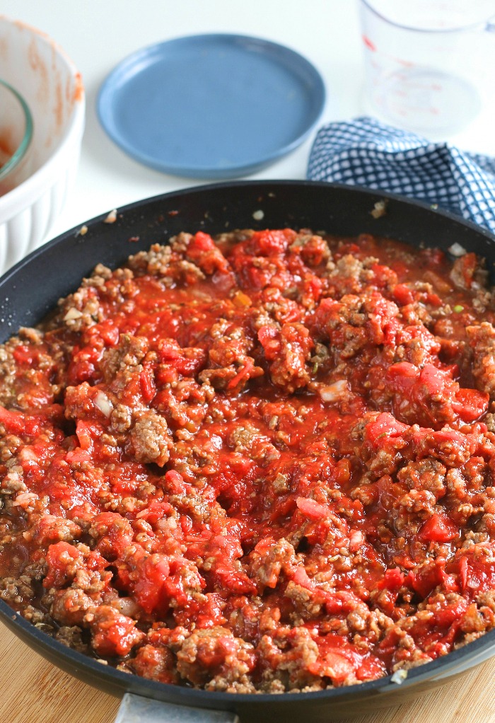 Now the meat sauce recipe is ready to be combined with pasta for an easy dinner recipe! 