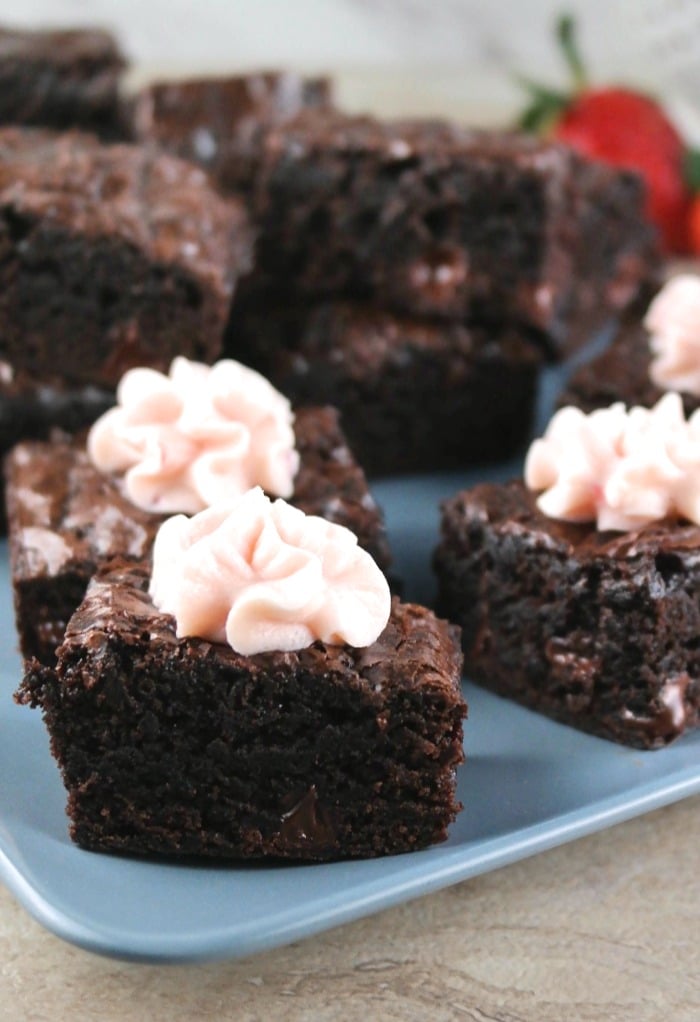 Brownies topped with homemade frosting 