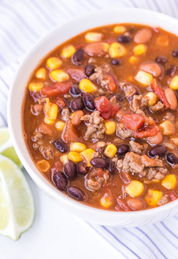 Soup bowl with beans and corn