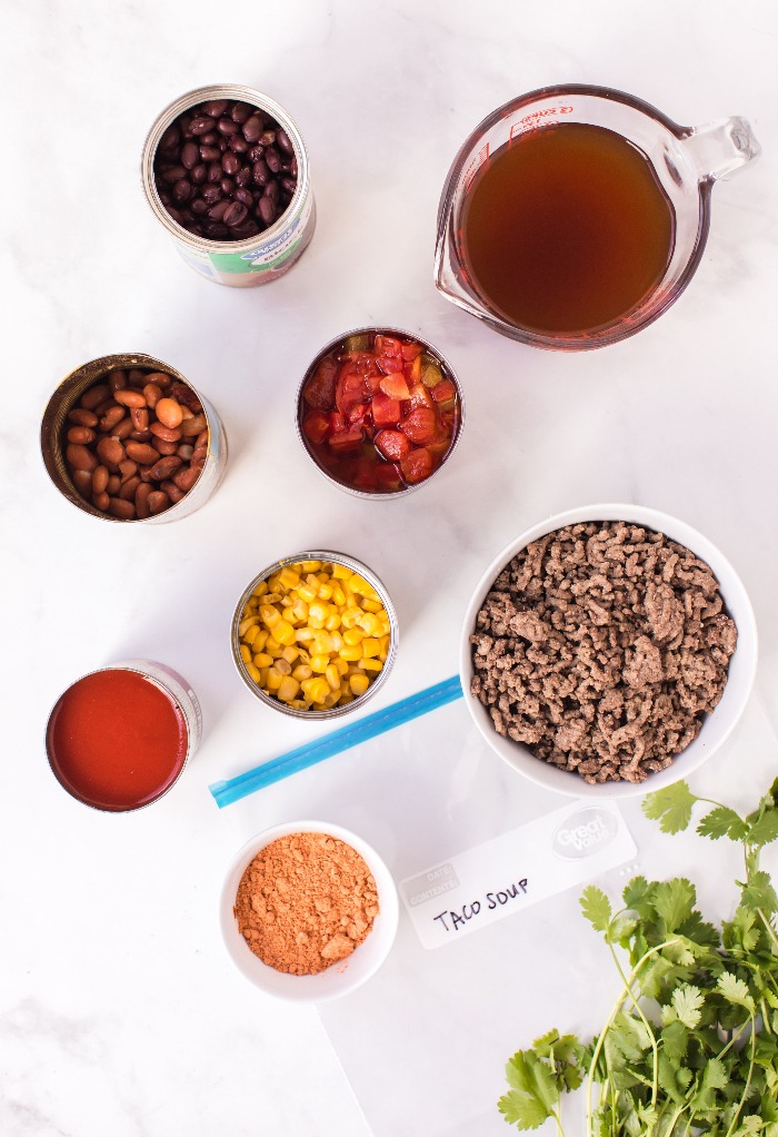 Ingredients to make taco soup