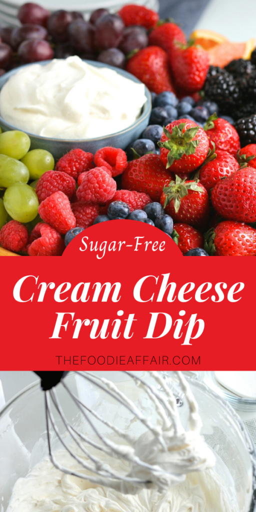 Simple fruit dip made with cream cheese and whipping cream. Perfect for a cookout when you want to have a healthier appetizer or dessert on the menu. 