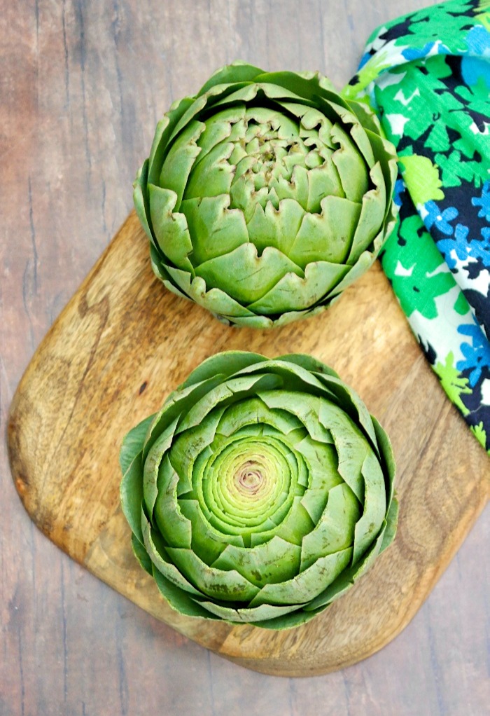 Fresh artichokes cleaned and cut ready for being cooked
