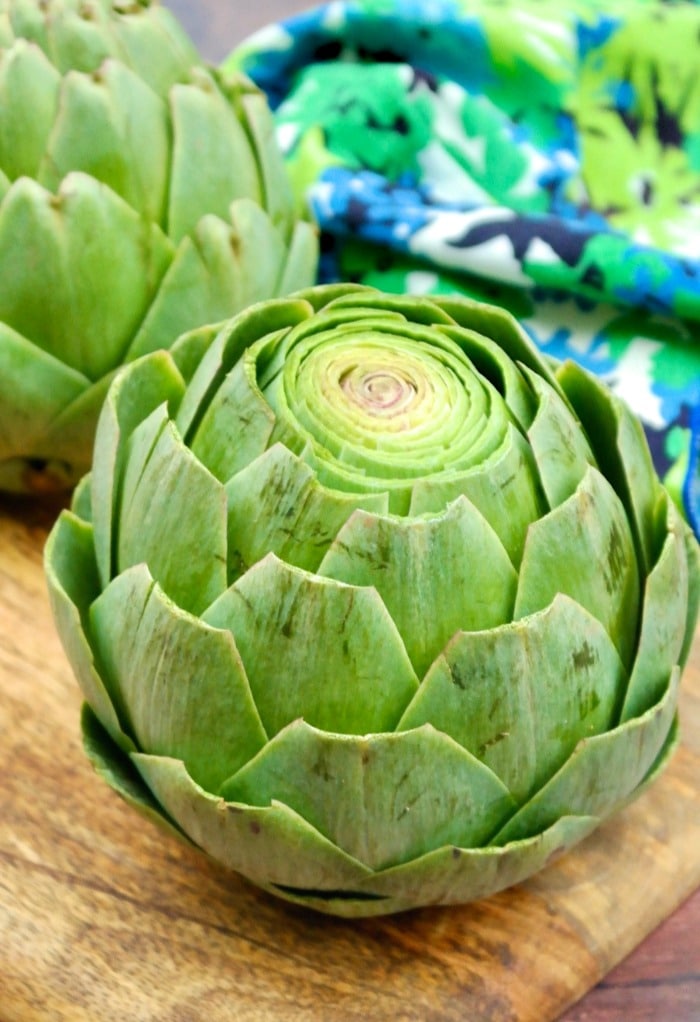 Freshly cut artichoke for cooking