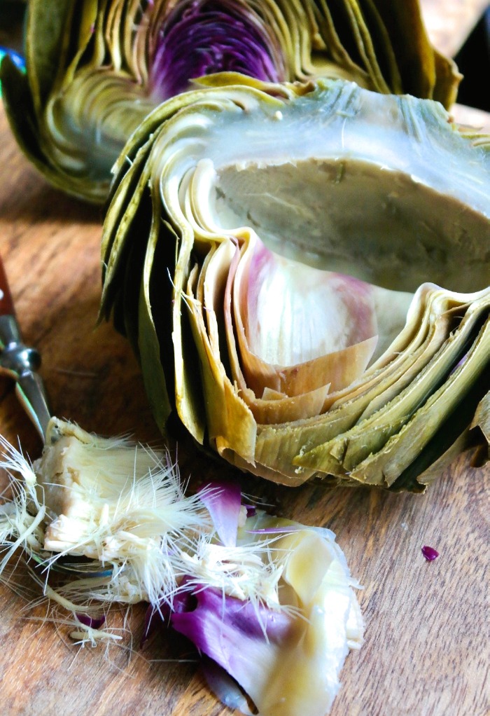 Cut and clean artichoke