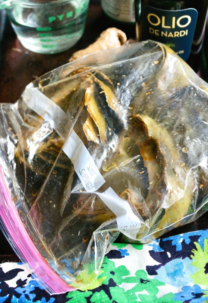 Artichokes in balsamic vinegar marinade.