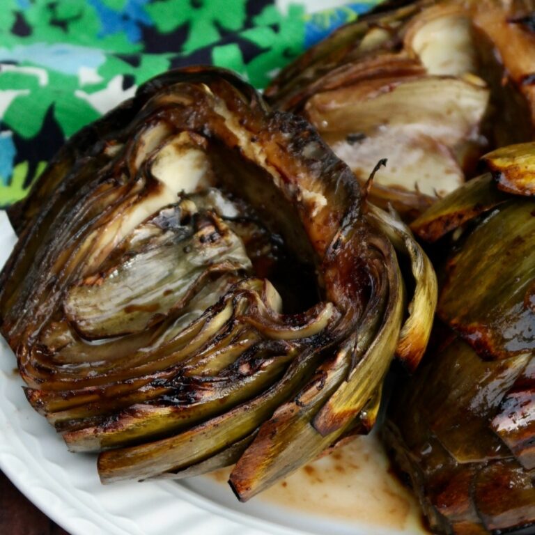 Grilled Globe Artichokes With Balsamic Marinade