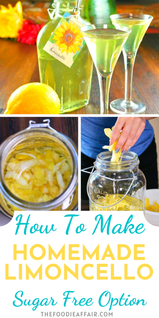 Homemade limoncello is easy to make. All you need is patience to let the lemon peel infuse its citrus flavor. Enjoy as it is or mix into cocktails. 