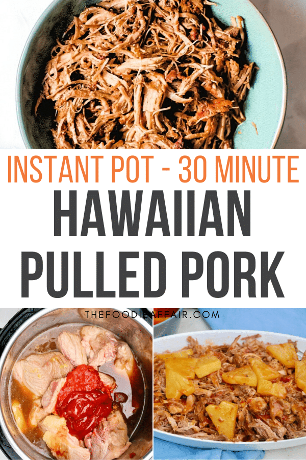 Easy Hawaiian pulled pork recipe made with a sweet and tangy sauce topped with fresh pineapple. Enjoy over rice, in a lettuce wrap or in sliders. Makes a great meal for a crowd. #instantpot #porkrecipe