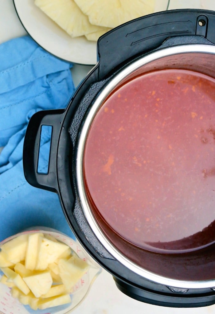 Hawaiian shredded pork sauce in an instant pot