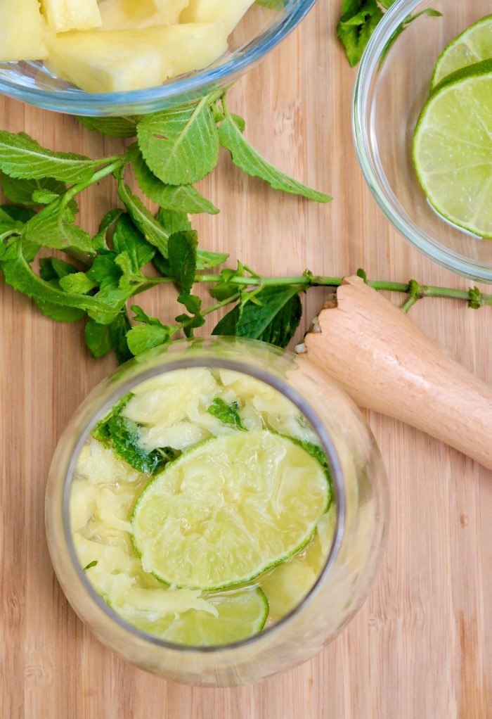 Prepared mojito ready to add rum and club soda.