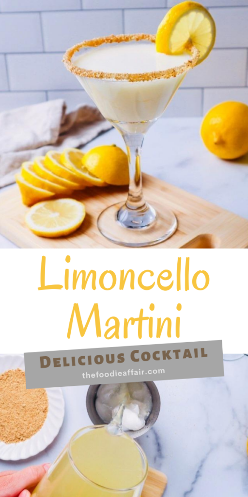 Creamy sweet and tart limoncello martini cocktail