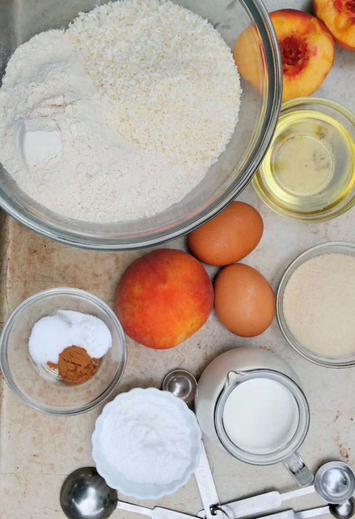 Ingredients used to make peach bread