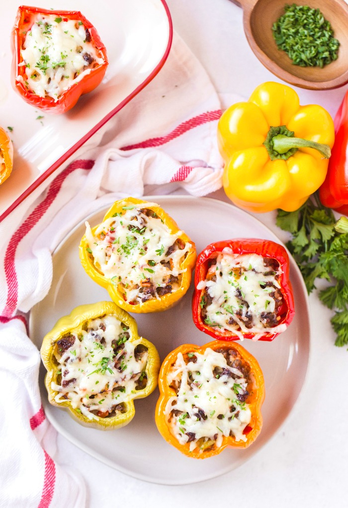 Italian stuffed peppers ready to be eaten