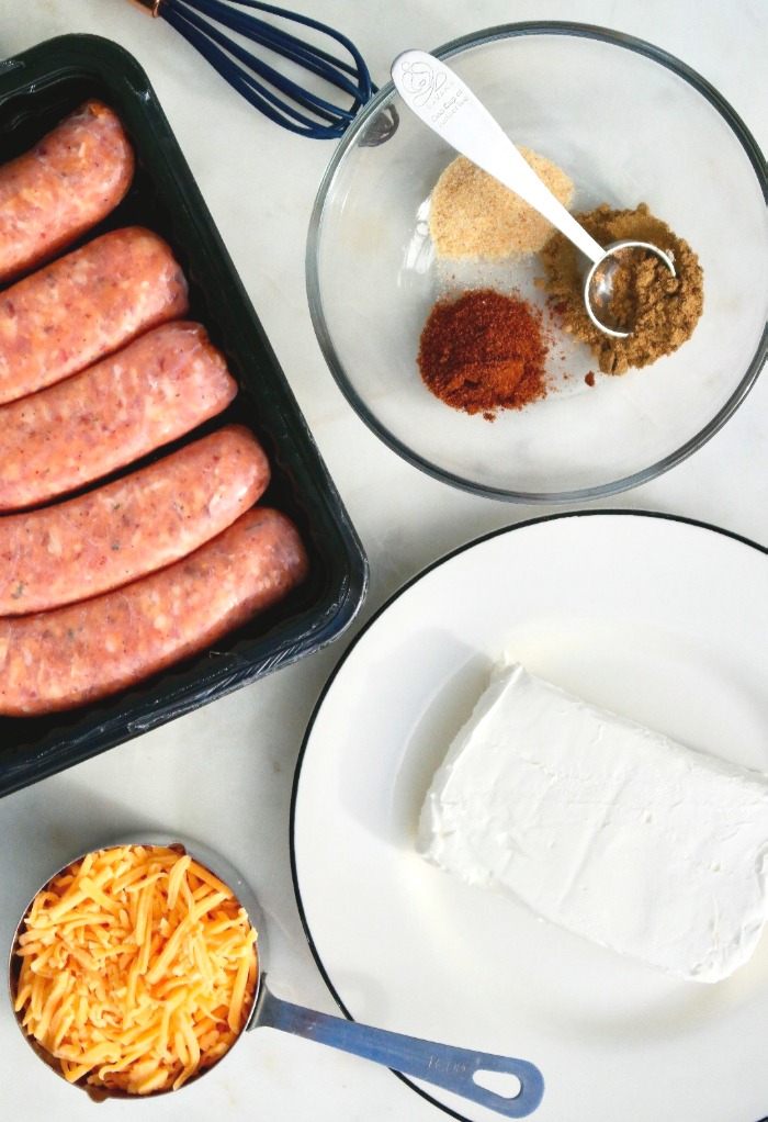 Ingredients to make cheese stuffed sausage