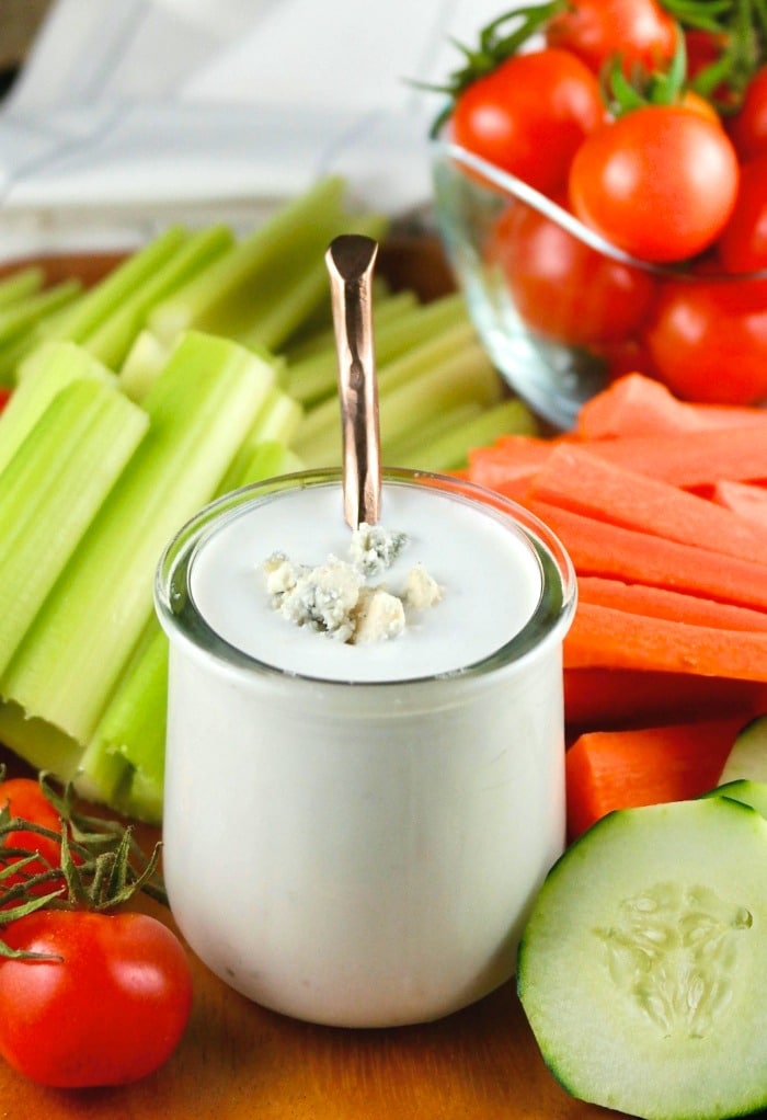 Blue cheese dressing for dipping vegetables.