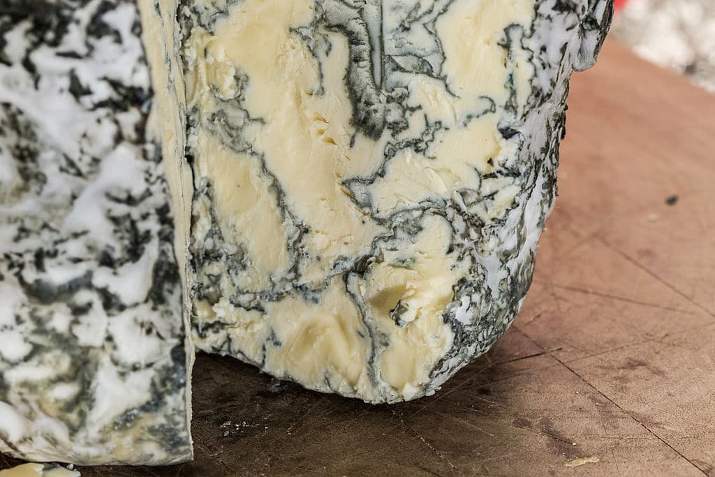 Blue cheese with green veins