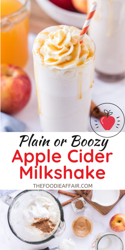 Delicious Apple Milkshake with apple cider or booze it up with apple pie moonshine for a delicious adult treat!