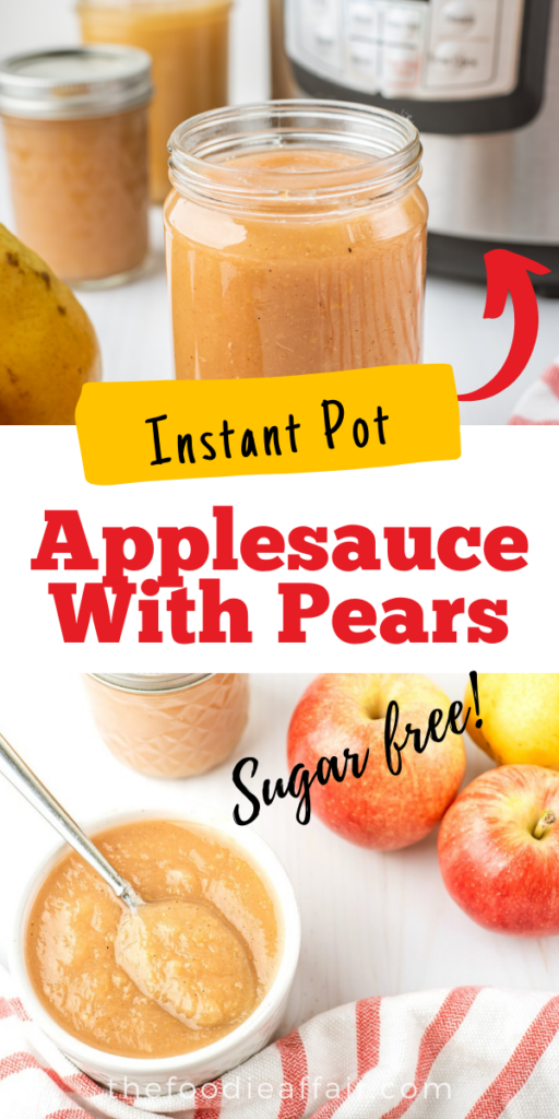 Homemade applesauce with pears made in an Instant Pot. This easy recipe is made in under 30 minutes. Don't bother peeling the fruit, it softens and is undetectable. 