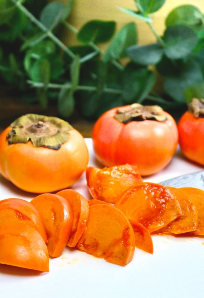 Sliced persimmons for eating or using on salads. 