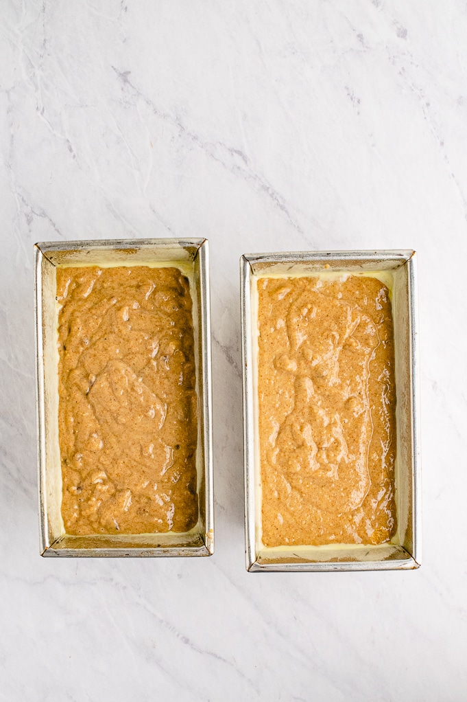 Persimmon bread loaves ready to be baked.