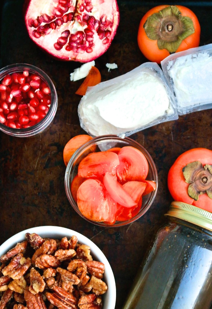 Ingredients to make persimmon salad