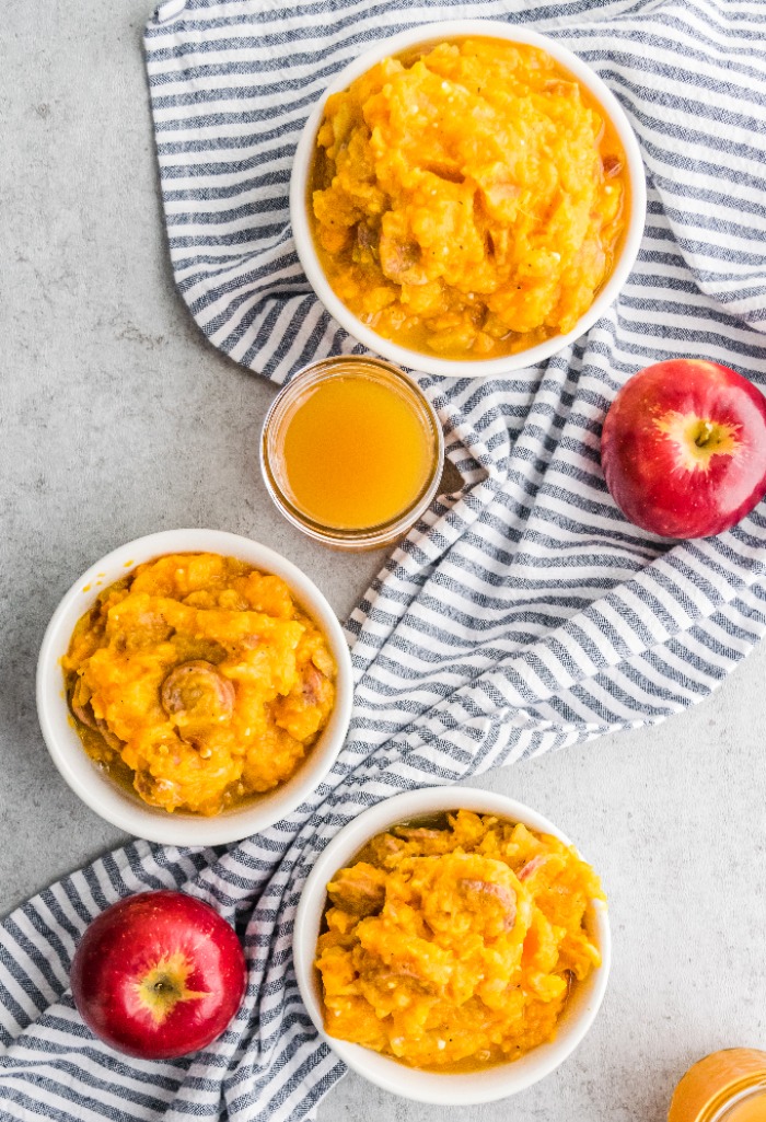 A top view of sweet potato breakfast bowl for brunch.