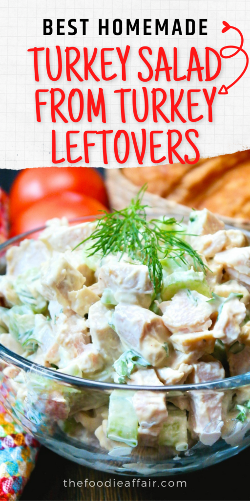 Homemade turkey salad from Thanksgiving leftover turkey. Delicious easy classic recipe! #turkey #salad #leftovers #keto #lowcarb