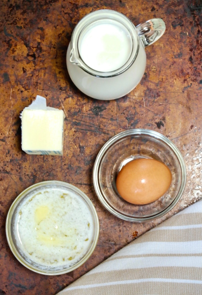 Wet ingredients needed to make gluten free Irish soda bread. 