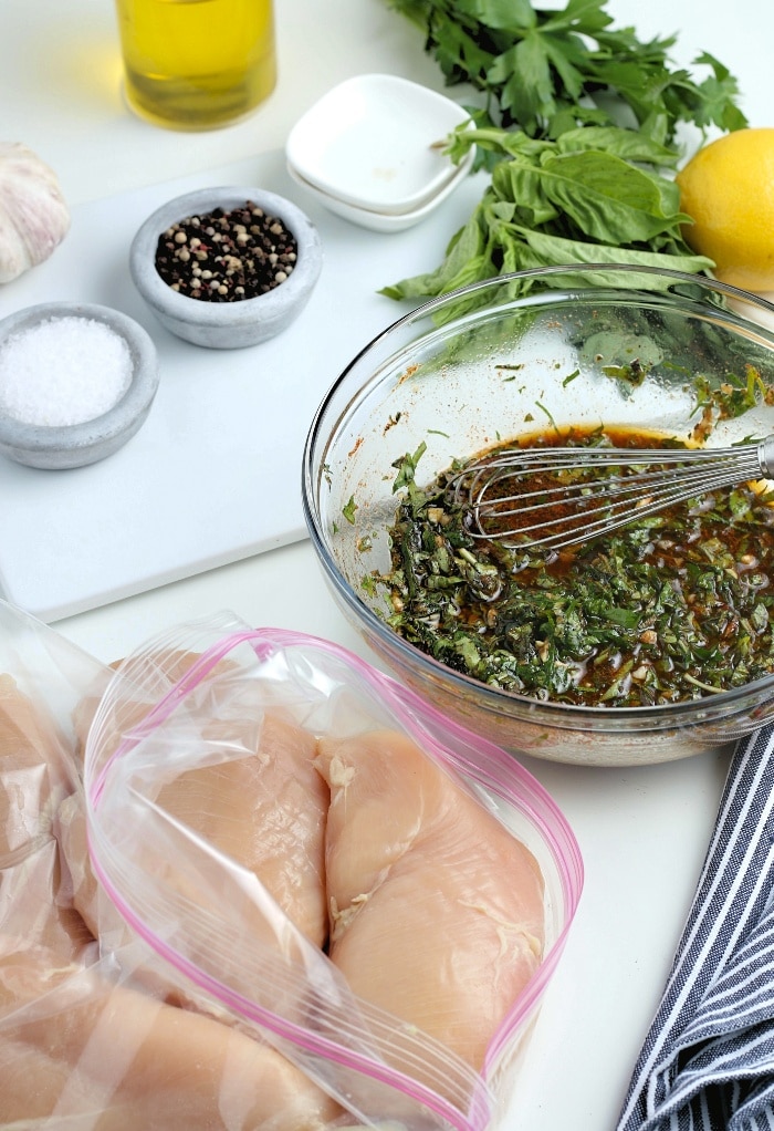 Photo of ingredients for healthy chicken breast marinade.