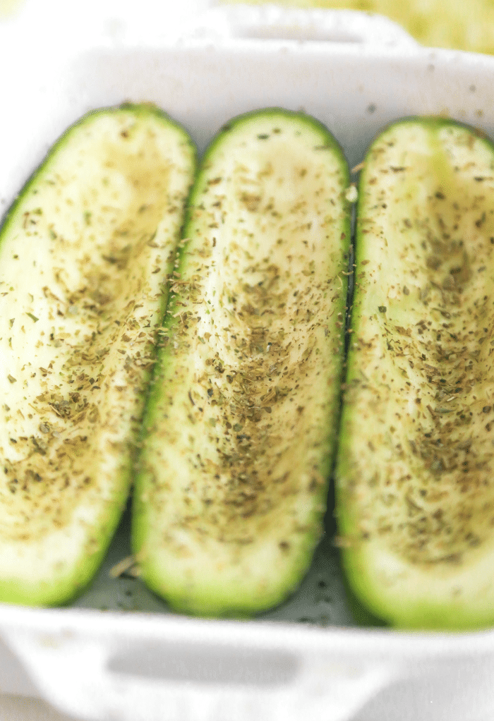 Seasoned sliced zucchini with Italian spice.