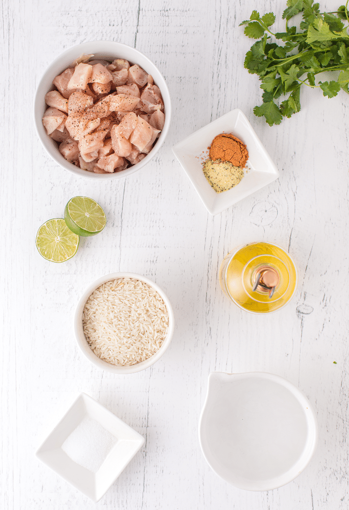 Ingredients for chipotle chicken bowl. 