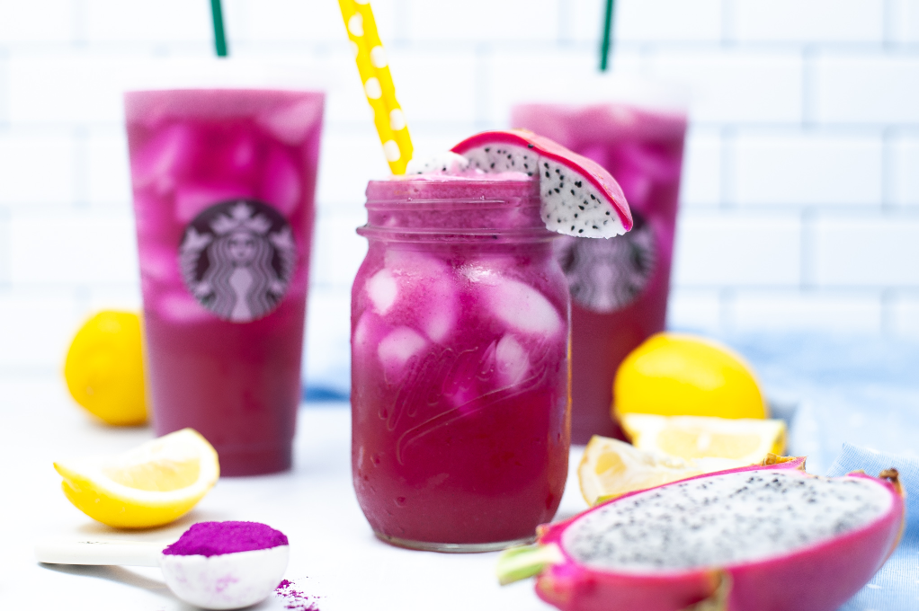 Copycat Starbucks beverage made with dragon fruit.